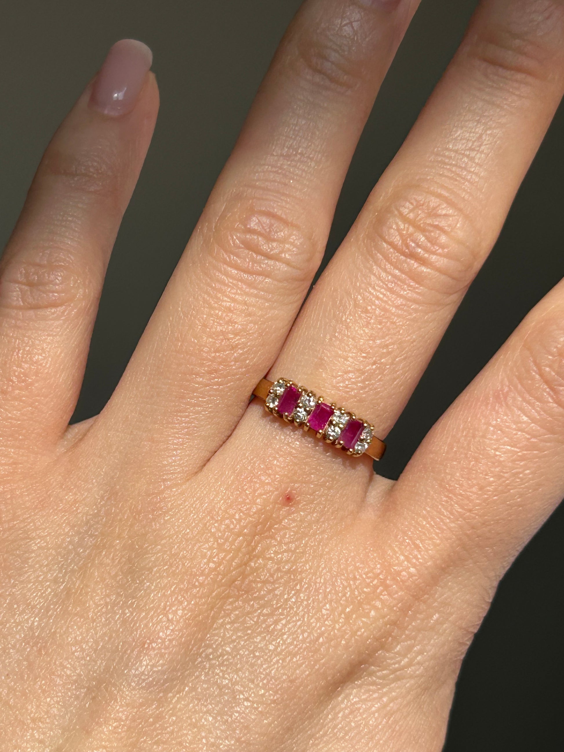 vintage ruby diamond stacking ring