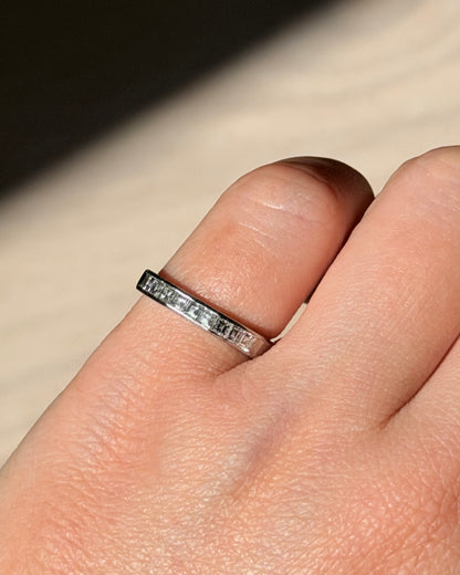 Dainty Vintage Platinum Carre Cut Diamond Stacking Band