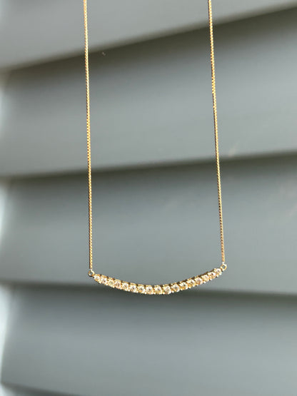 Vintage 18k Champagne Diamond Curved Pendant Chain