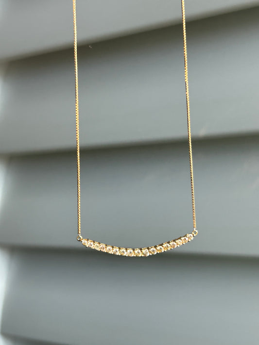 Vintage 18k Champagne Diamond Curved Pendant Chain
