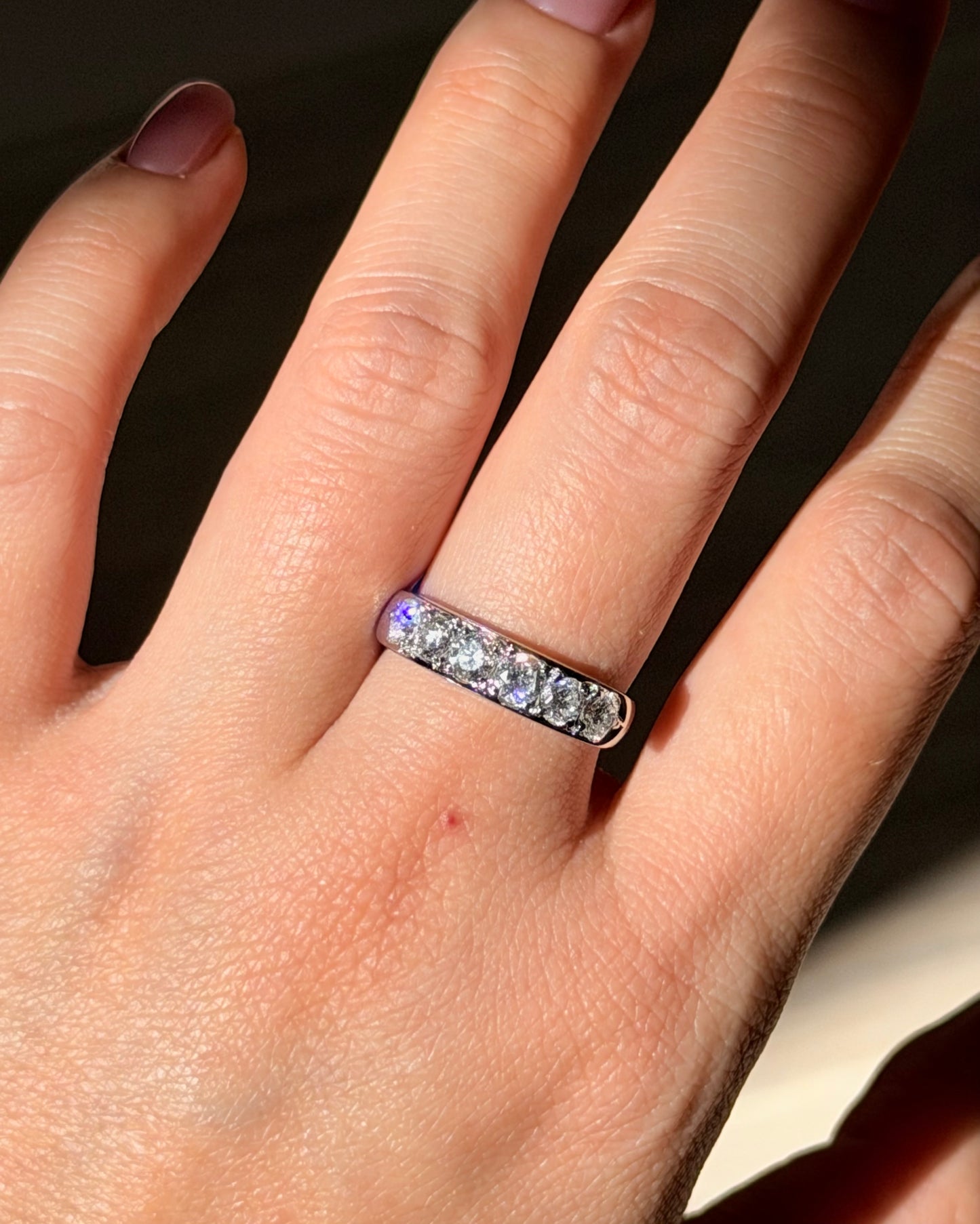 Vintage Platinum 1 CTW Six-Stone Flush Set Diamond Band