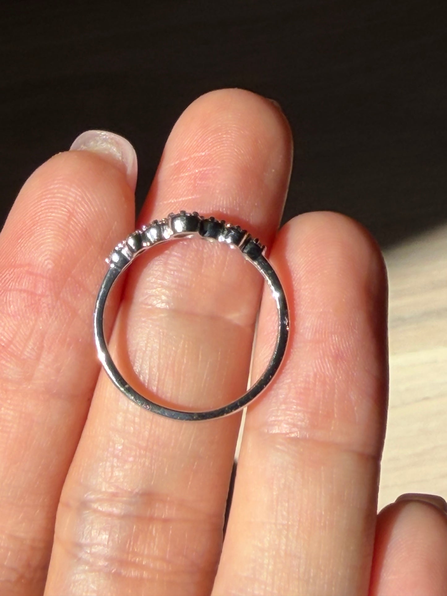 Vintage Platinum Milgrain Details Bezel Set Diamond Stacking Band