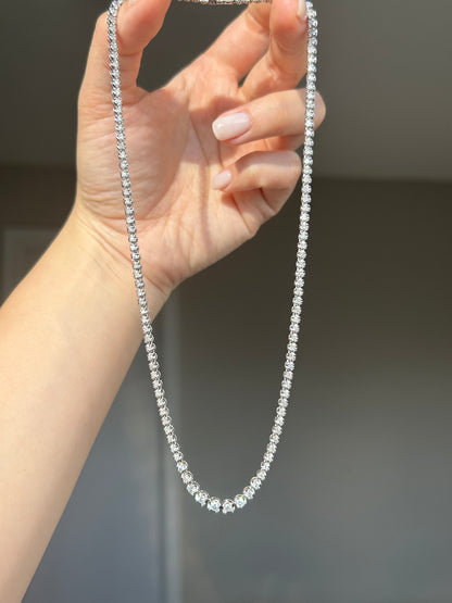 Vintage 18k White Gold 3 ct Diamond Tennis Necklace