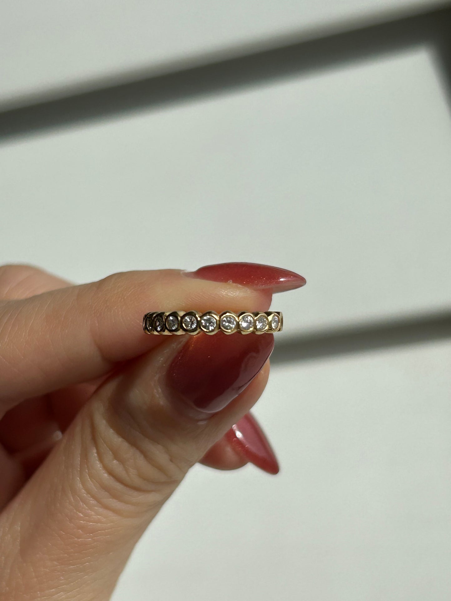 Vintage 18k Gold Bezel Set Diamond Bubble Stacking Ring