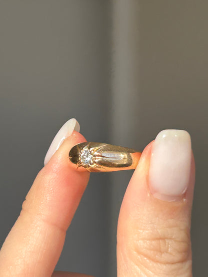 Vintage 18k Gold Mid Century 0.15 ct Diamond Starburst Ring