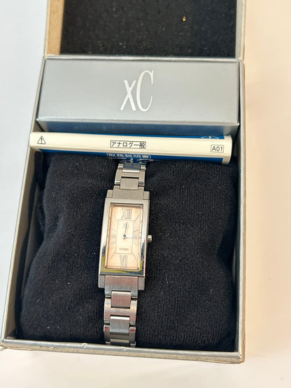Vintage Y2K Citizen xC Stainless Steel Rectangular Tank Case Watch - Champagne Dial