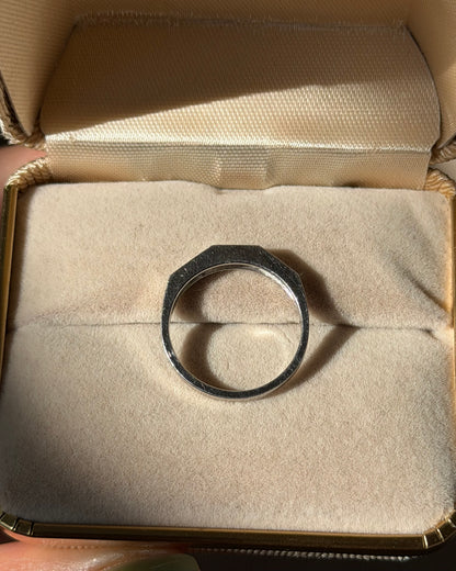 Vintage Platinum Carre Cut Diamond Half Octagonal Motif Stackable Band