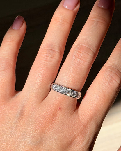 Vintage Platinum 1 CTW Six-Stone Flush Set Diamond Band
