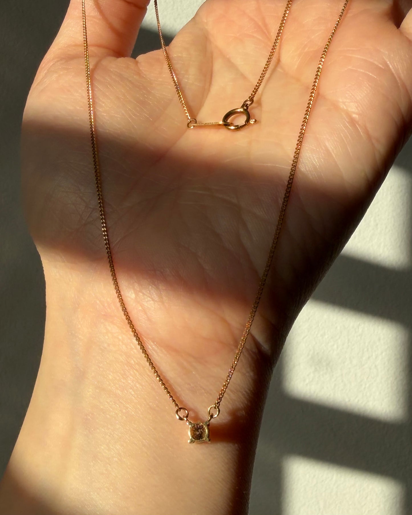 Vintage 18k Gold Chocolate Brown Diamond Solitaire Necklace
