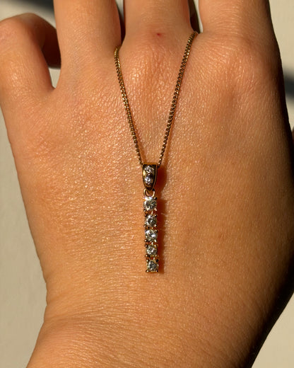 Vintage 18k Gold Diamond Bar Dangle Pendant