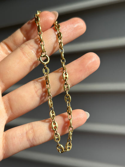 Vintage 18k Gold Puffy Mariner Link Bracelet