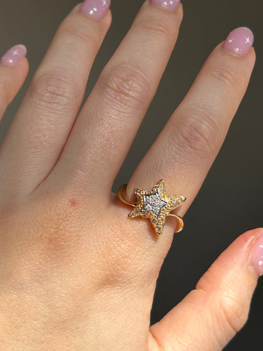 diamond celestial star gold ring