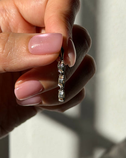 Vintage Platinum Champagne Marquise Cut Diamond Dangle Bar Drop Pendant