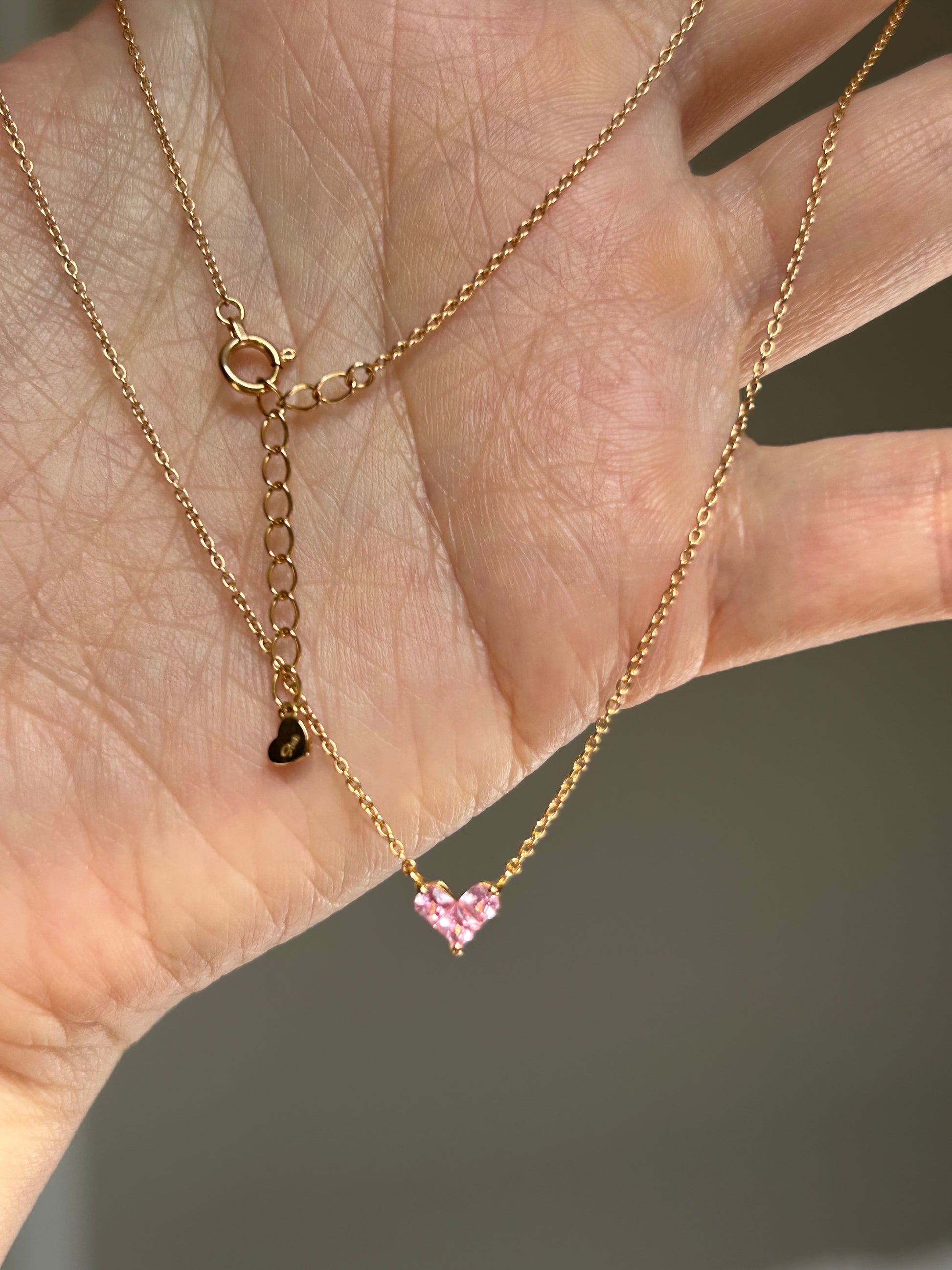 vintage dainty pink sapphire heart necklace