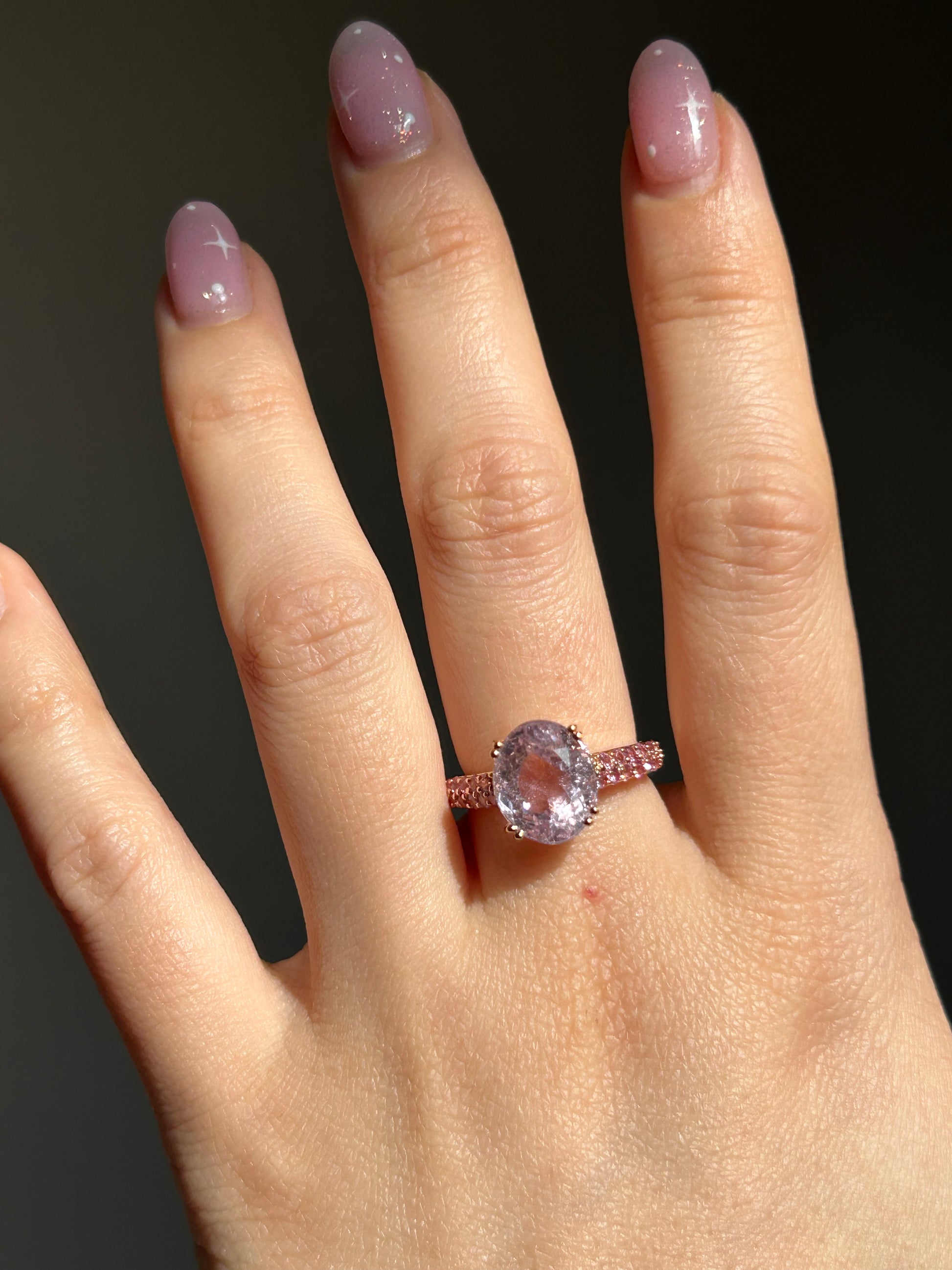 pink kunzite cocktail ring