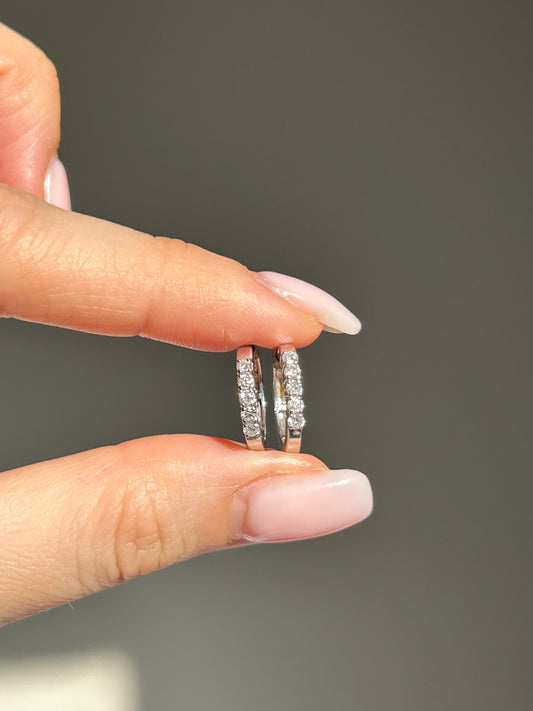 white gold diamond huggies hoops earrings