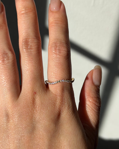 Vintage 18k Yellow Gold Wavy Diamond Stacking Ring