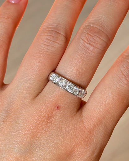 Vintage Platinum 1 CTW Six-Stone Flush Set Diamond Band