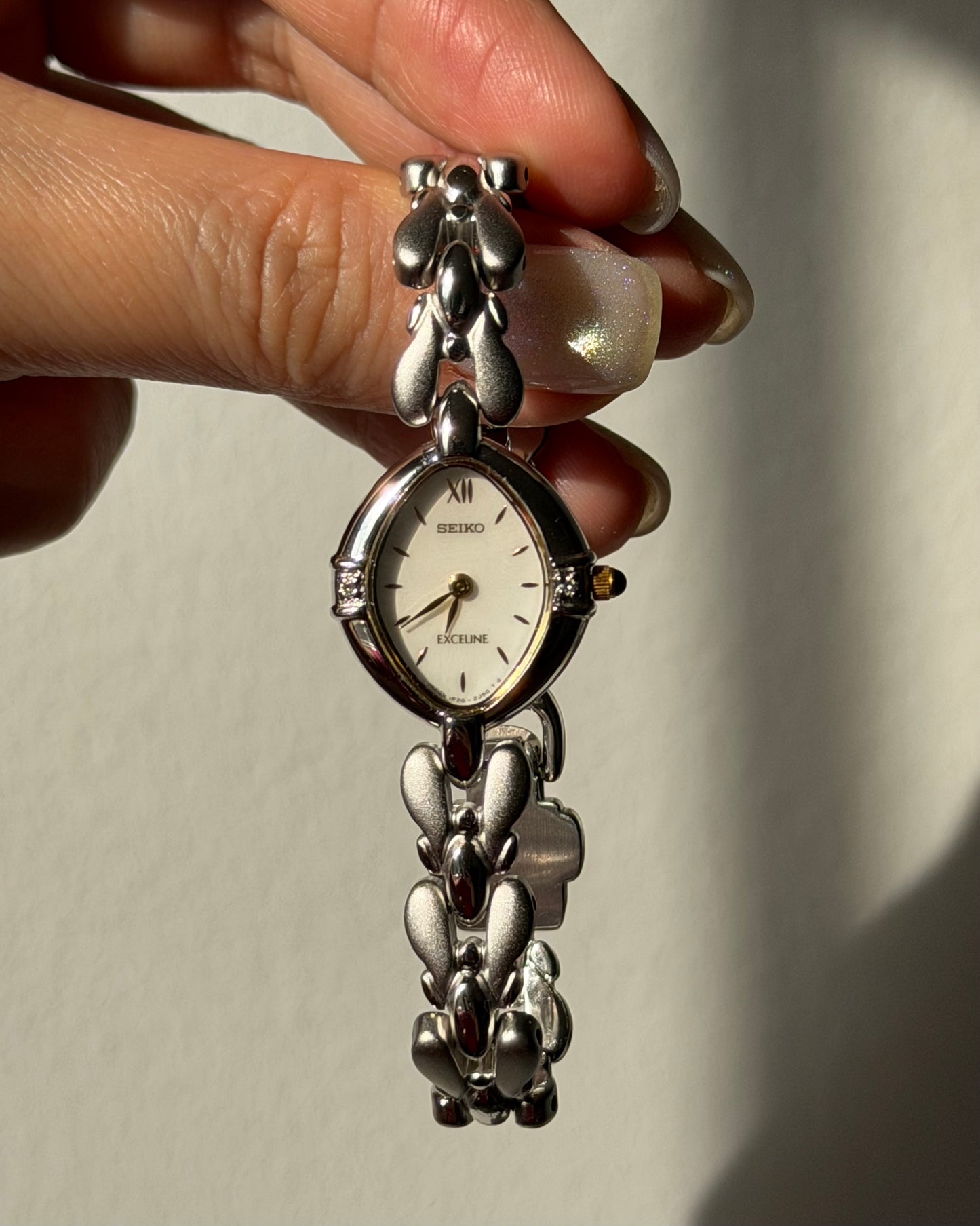 Vintage Circa 1998 Stainless Steel Seiko Exceline Oval Bracelet Watch with Box and Papers