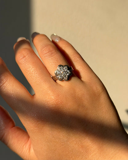 Vintage Platinum 1 CTW Diamond Flower Cluster Ring