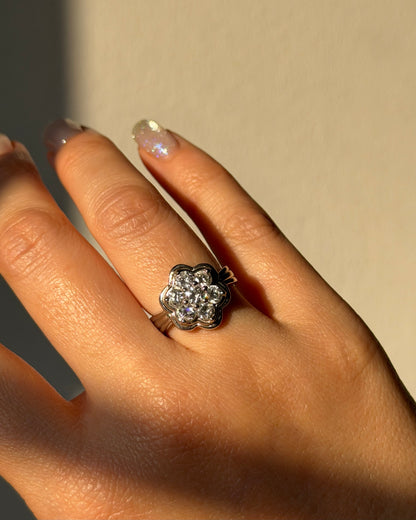 Vintage Platinum 1 CTW Diamond Flower Cluster Ring