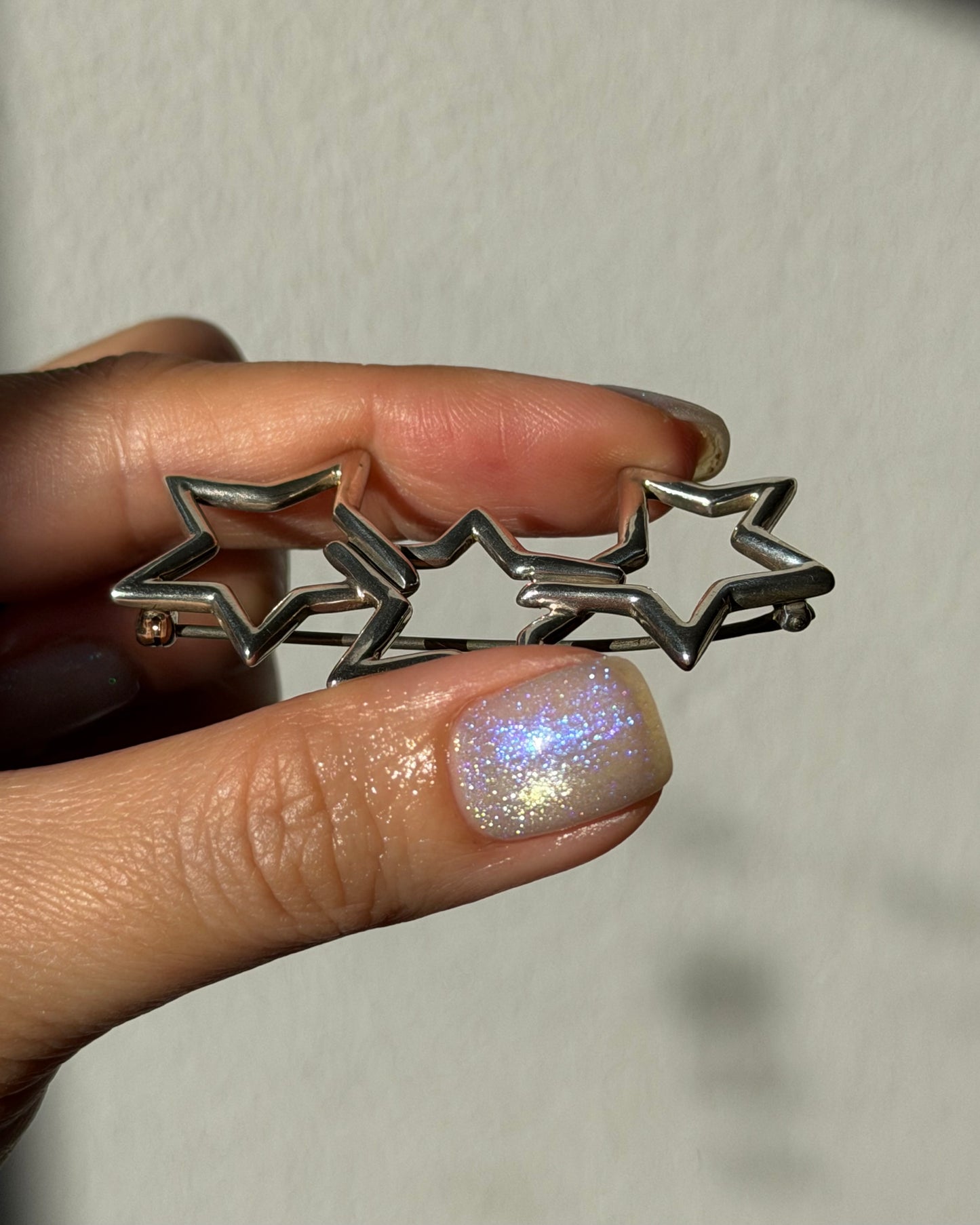 Vintage Sterling Silver Tiffany & Co Circa 1985 Triple Star Brooch