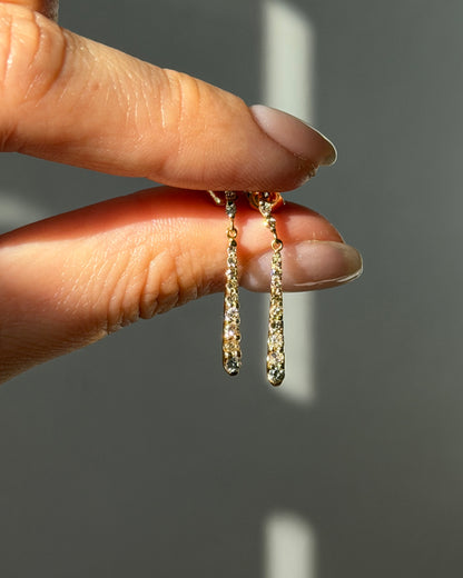 Vintage 18k Diamond Bar Dangle Earrings