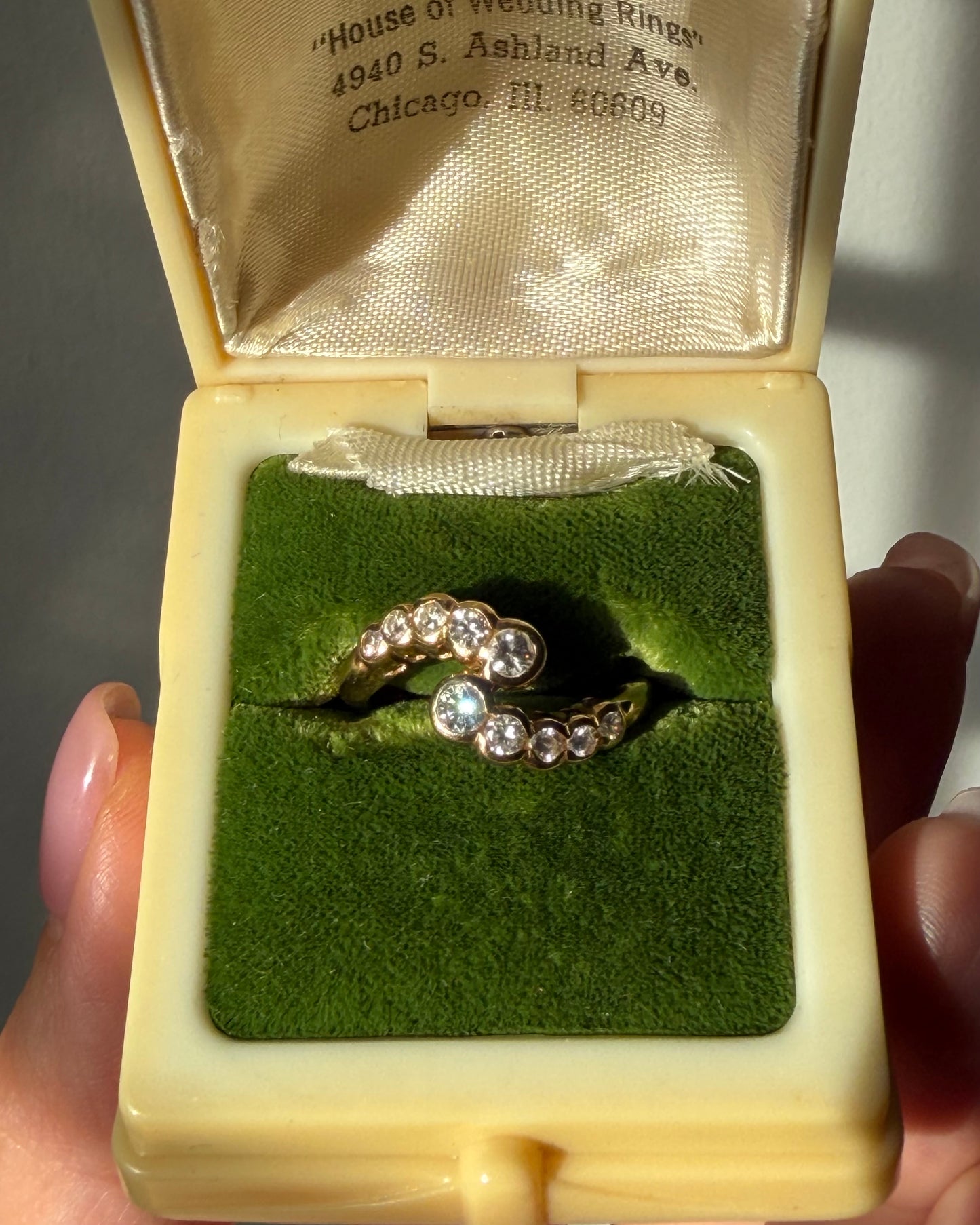 Vintage 18k Gold Bezel Set Diamond Bypass Ring