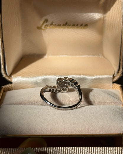 Vintage Platinum Bezel Set Diamond Bypass Ring