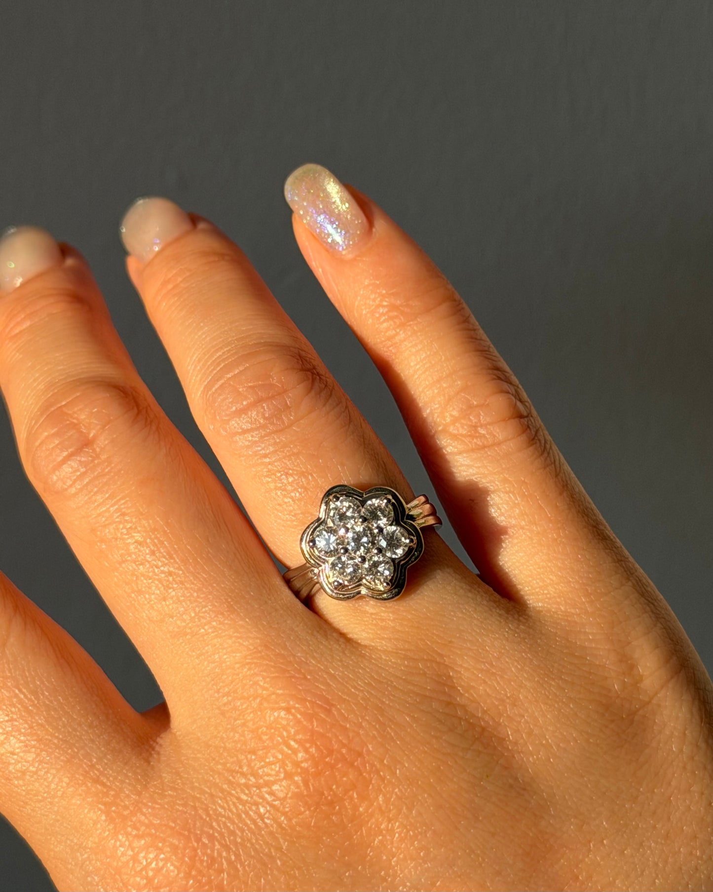 Vintage Platinum 1 CTW Diamond Flower Cluster Ring