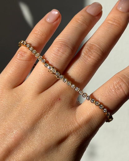 Vintage 18k Gold Bezel Set Diamond Tennis Bracelet - 1.51ctw