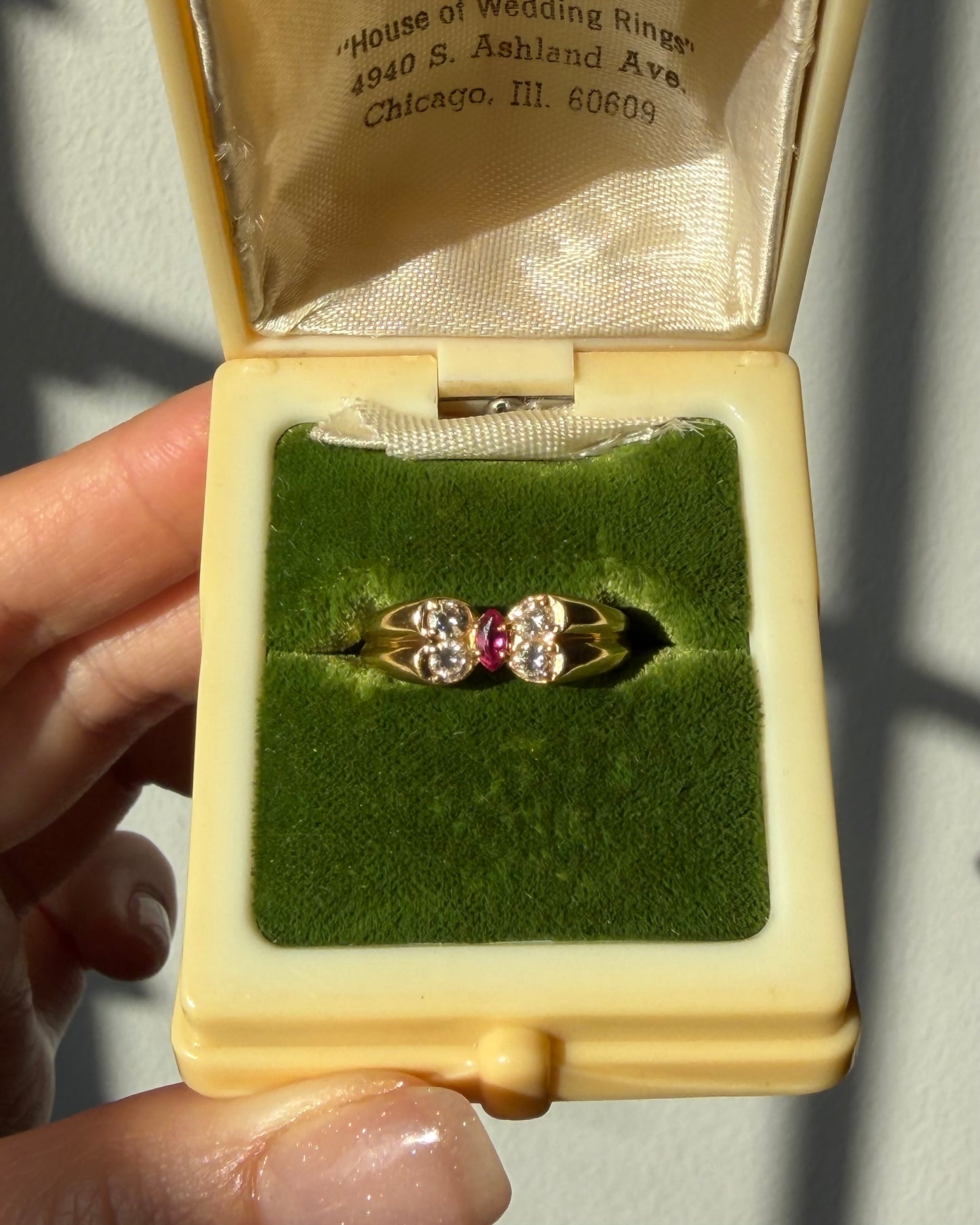 Vintage 18k Gold Diamond and Ruby Butterfly Ring