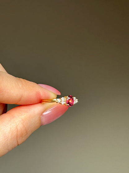 Vintage 18k Gold Pink Tourmaline and Diamond Ring