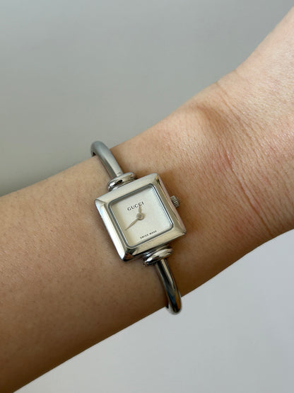 Vintage Y2K Gucci Stainless Steel Square Dial Watch