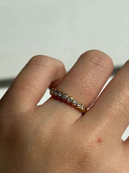 Vintage 18k Gold Bezel Set Diamond Bubble Stacking Ring