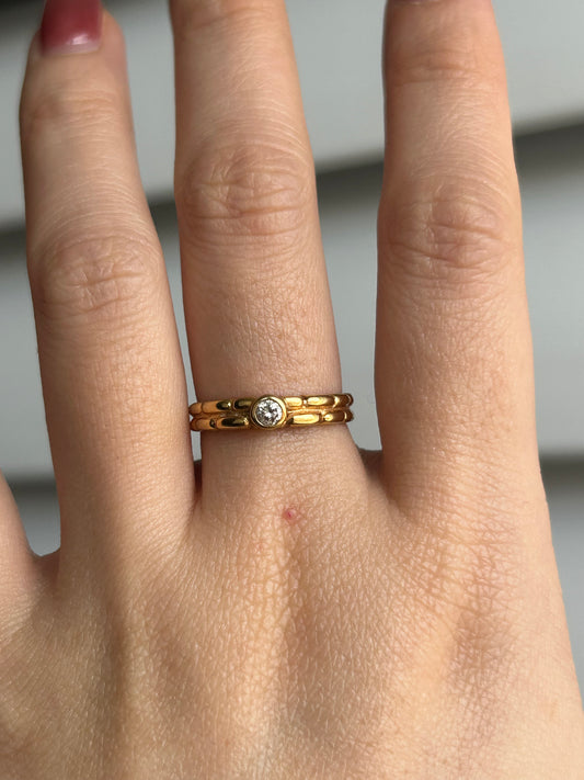 Vintage 18k Bezel Set Diamond Stacking Ring