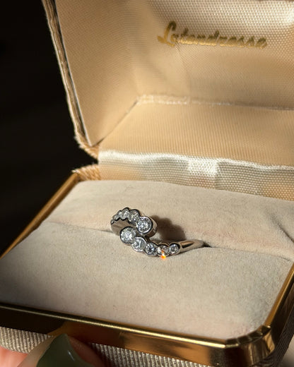 Vintage Platinum Bezel Set Diamond Bypass Ring