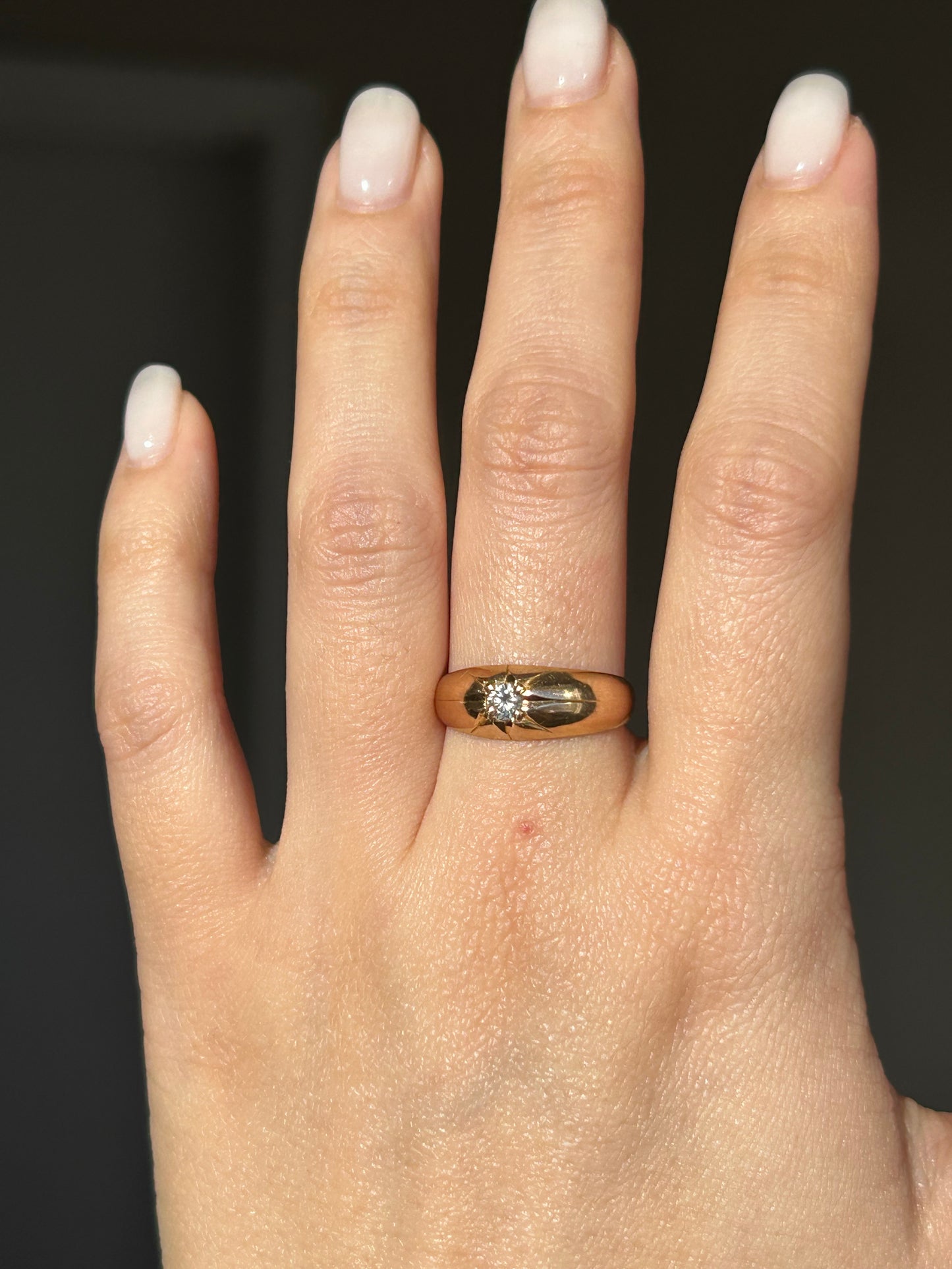 Vintage 18k Gold Mid Century 0.15 ct Diamond Starburst Ring