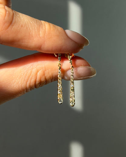 Vintage 18k Diamond Bar Dangle Earrings