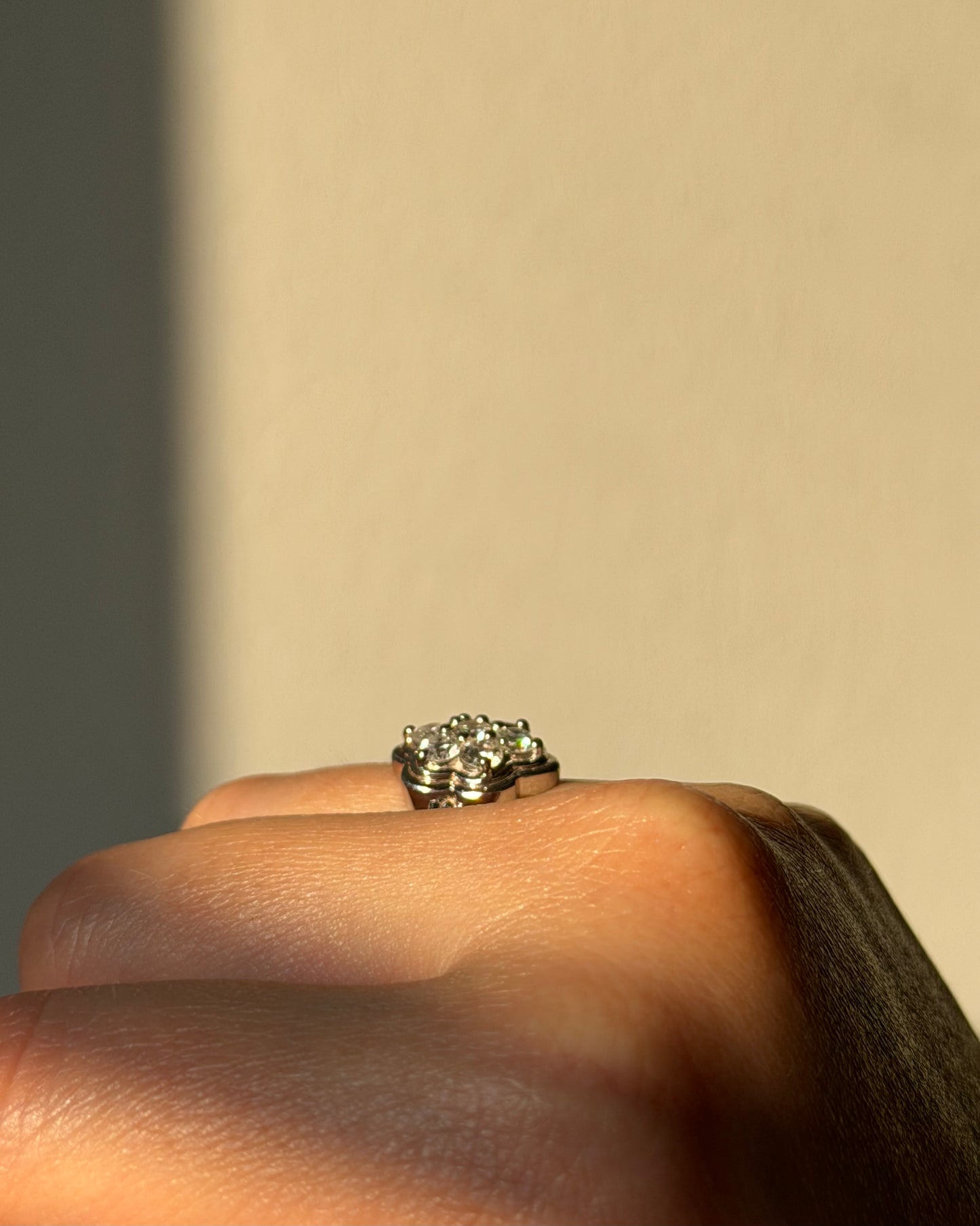 Vintage Platinum 1 CTW Diamond Flower Cluster Ring