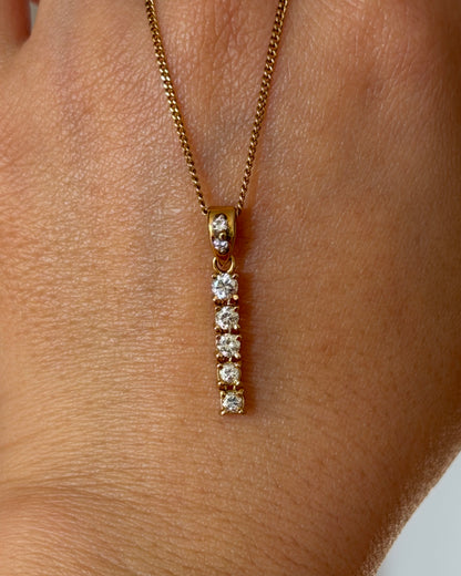 Vintage 18k Gold Diamond Bar Dangle Pendant