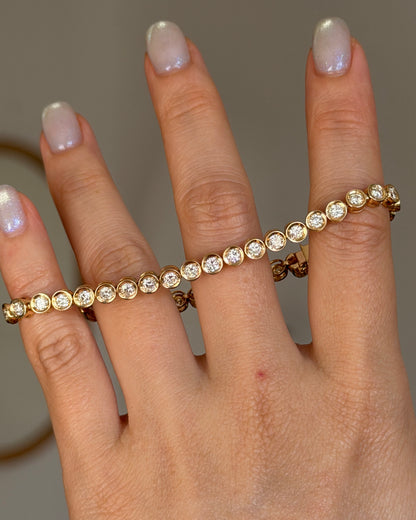Vintage 18k Gold Bezel Set 3.0 CTW Diamond Tennis Bracelet