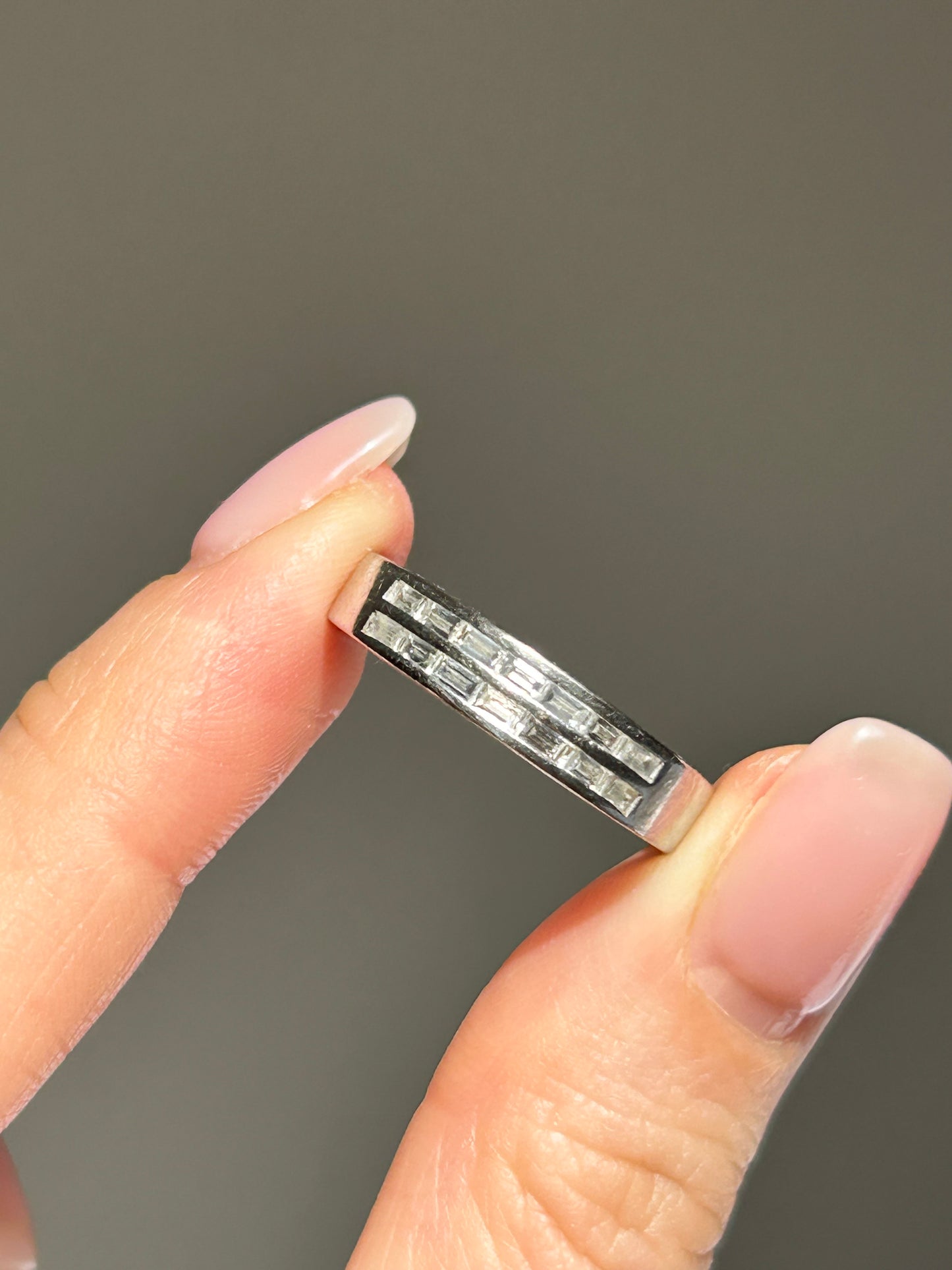 Vintage 18k WG Channel Set East-West Baguette Diamond Ring