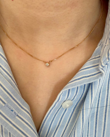 Vintage 18k Gold Chocolate Brown Diamond Solitaire Necklace