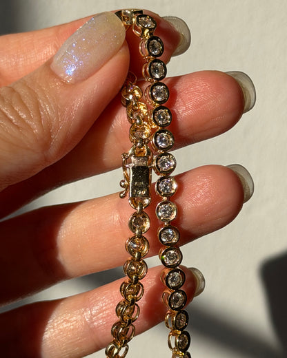 Vintage 18k Gold Bezel Set 3.0 CTW Diamond Tennis Bracelet