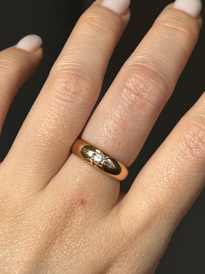 Vintage 18k Gold Mid Century Diamond Starburst Ring