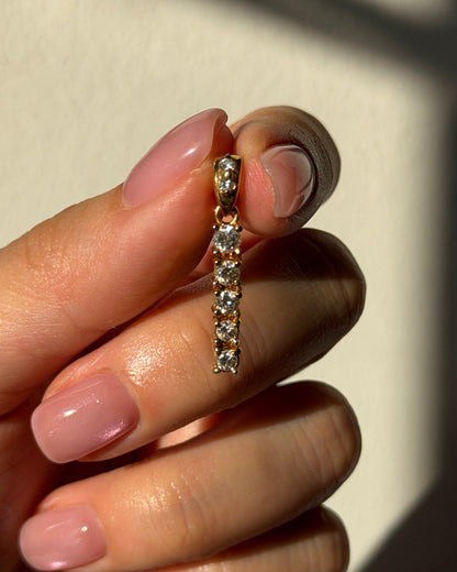 Vintage 18k Gold Diamond Bar Dangle Pendant