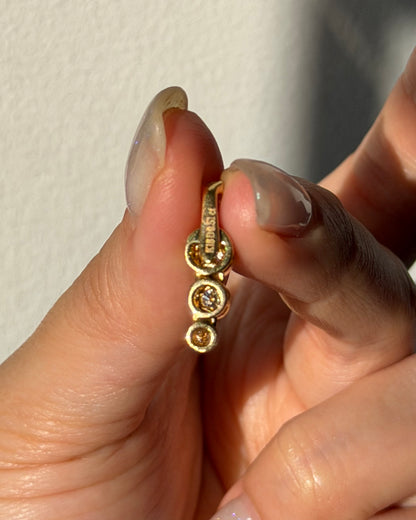 Modern Pre-loved 18k Gold Bezel Set Graduated Diamond Pendant with Clip Bail