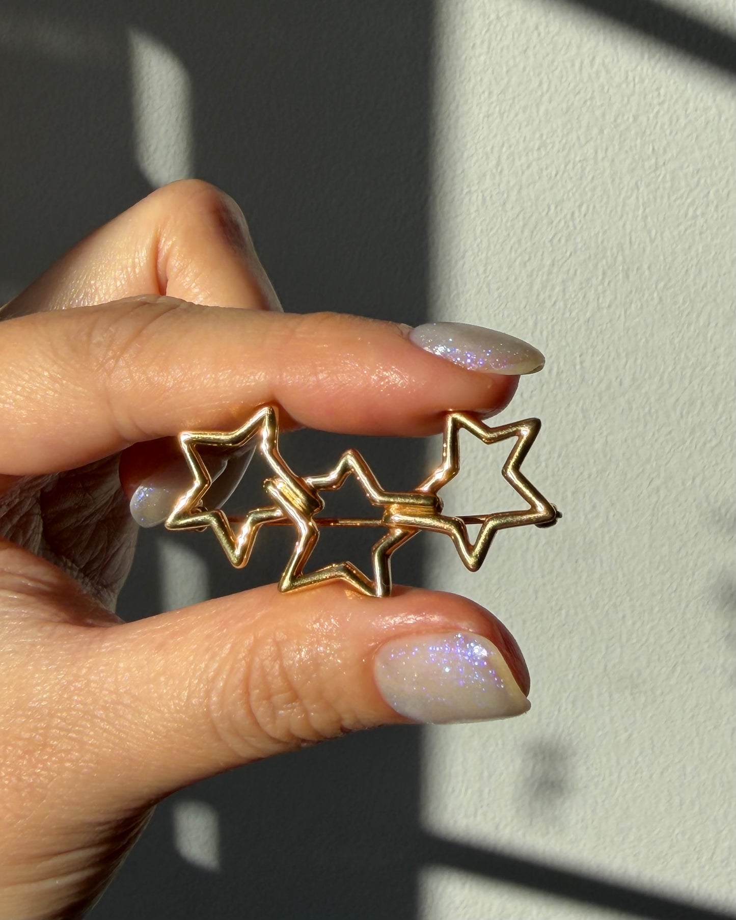 Vintage 18k Gold Tiffany & Co Circa 1985 Triple Star Brooch
