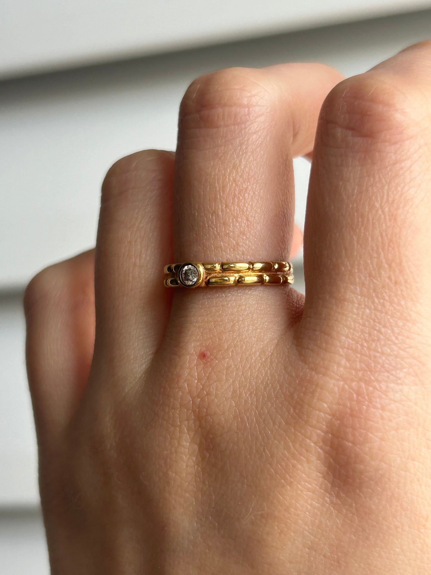 Vintage 18k Bezel Set Diamond Stacking Ring